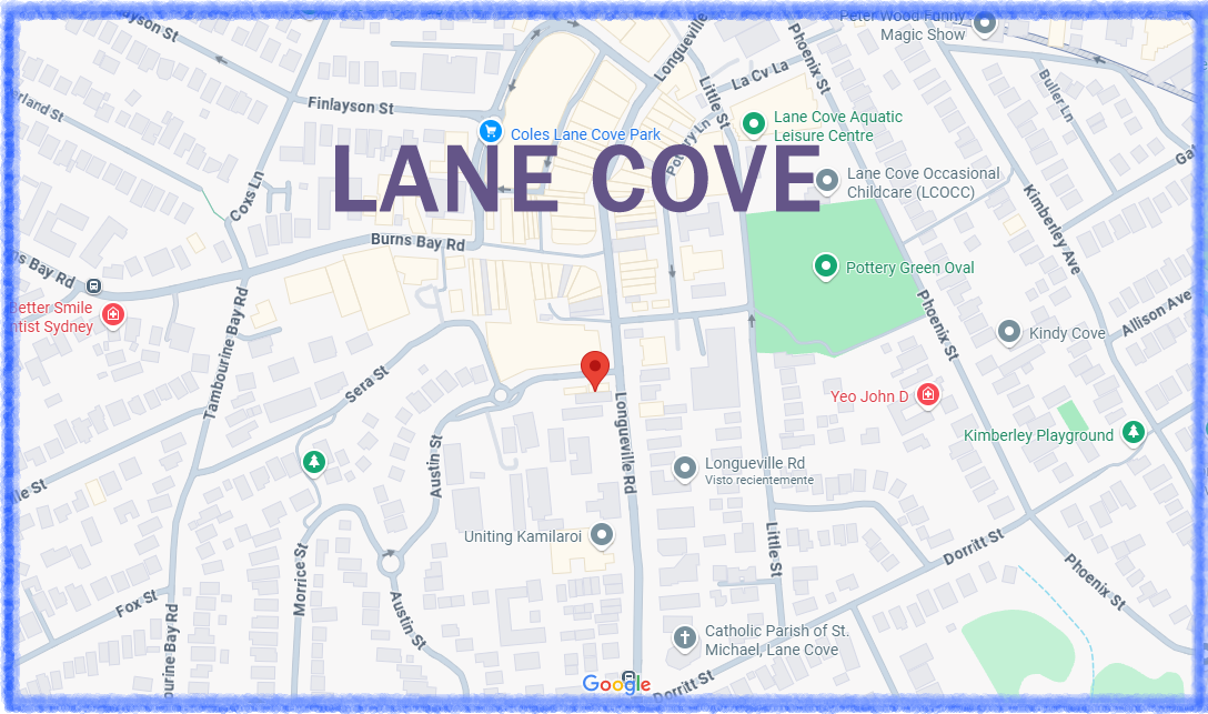 Map showing Lane Cove clinic location